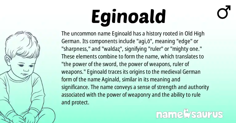Infographic about Eginoald name meaning, Eginoald is a name from Old High German, German origin(s).