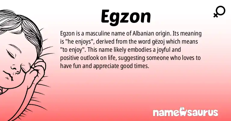 Infographic about Egzon name meaning, Egzon is a name from Albanian origin(s).