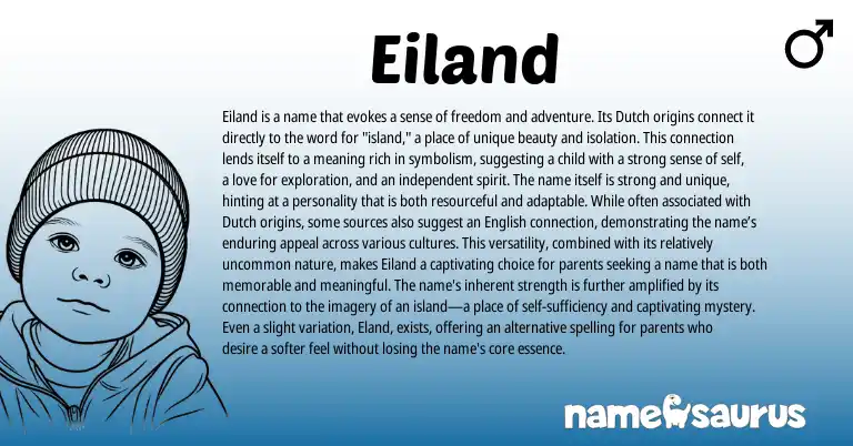 Infographic about Eiland name meaning, Eiland is a name from English, Dutch origin(s).