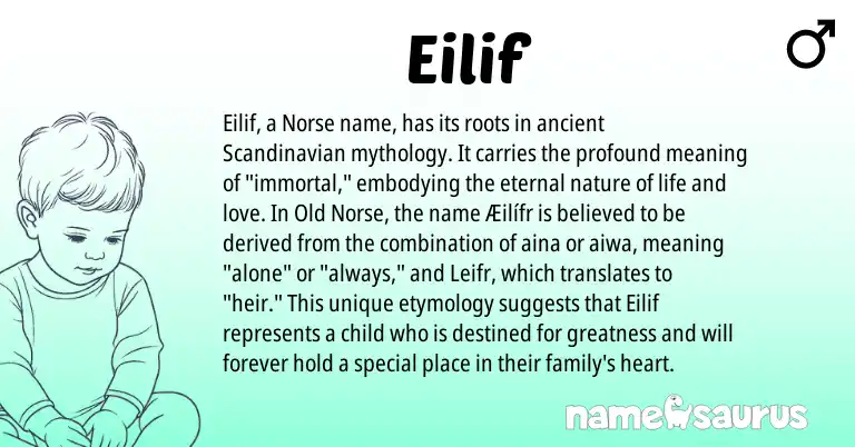 Infographic about Eilif name meaning, Eilif is a name from Scandinavian, Old Norse, Norse origin(s).