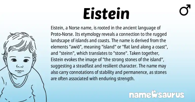 Infographic about Eistein name meaning, Eistein is a name from Norse origin(s).