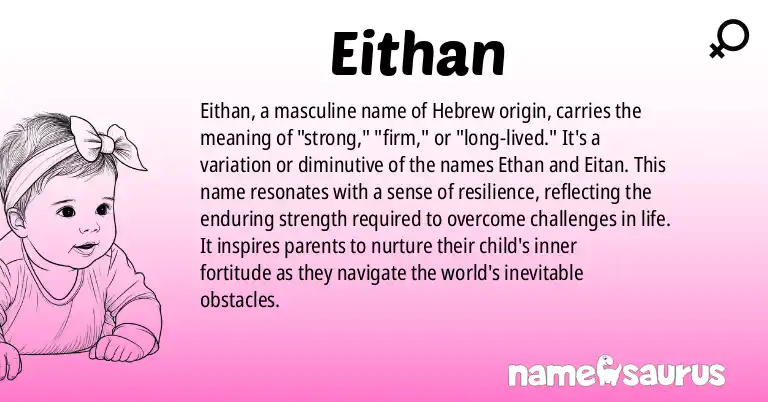 Infographic about Eithan name meaning, Eithan is a name from Hebrew, English origin(s).