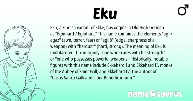 Infographic about Eku name meaning, Eku is a name from Old High German, Finnish origin(s).