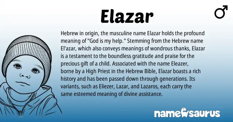 Infographic about Elazar name meaning, Elazar is a name from Hebrew origin(s).