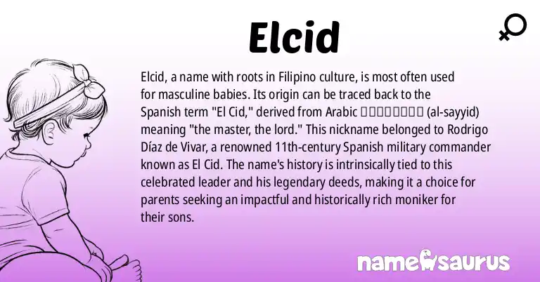 Infographic about Elcid name meaning, Elcid is a name from Filipino origin(s).