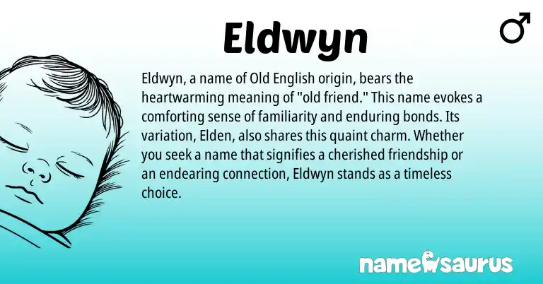 Infographic about Eldwyn name meaning, Eldwyn is a name from Old English origin(s).