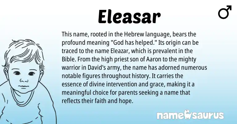Infographic about Eleasar name meaning, Eleasar is a name from Hebrew origin(s).