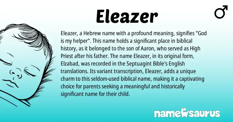 Infographic about Eleazer name meaning, Eleazer is a name from English, Hebrew origin(s).