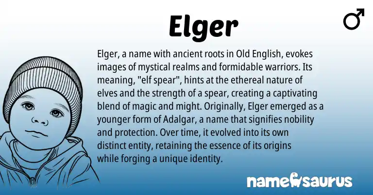 Infographic about Elger name meaning, Elger is a name from Old English origin(s).