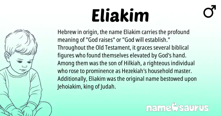 Infographic about Eliakim name meaning, Eliakim is a name from Hebrew origin(s).