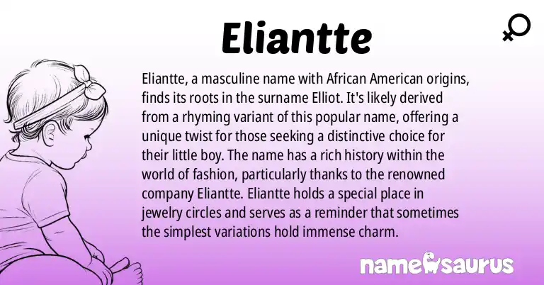Infographic about Eliantte name meaning, Eliantte is a name from African American origin(s).