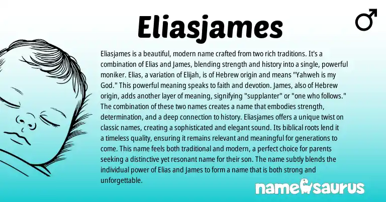 Infographic about Eliasjames name meaning, Eliasjames is a name from Hebrew, Biblical origin(s).