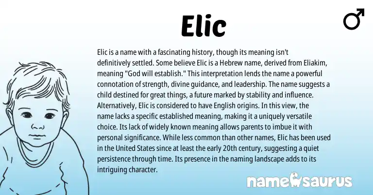 Infographic about Elic name meaning, Elic is a name from Hebrew origin(s).