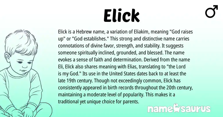 Infographic about Elick name meaning, Elick is a name from Hebrew origin(s).