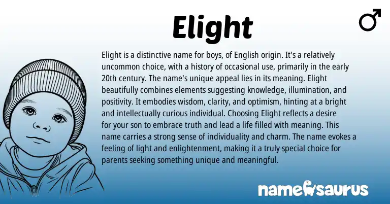 Infographic about Elight name meaning, Elight is a name from English origin(s).