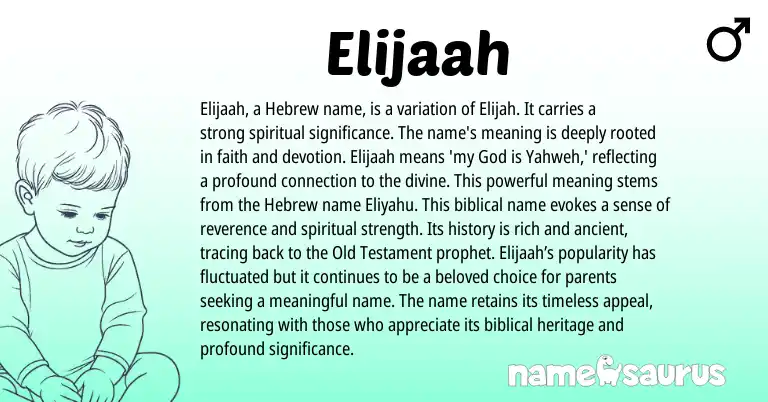 Infographic about Elijaah name meaning, Elijaah is a name from Hebrew, Biblical origin(s).