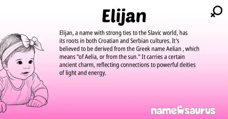 Infographic about Elijan name meaning, Elijan is a name from Croatian, Serbian origin(s).