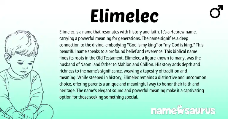 Infographic about Elimelec name meaning, Elimelec is a name from Hebrew origin(s).