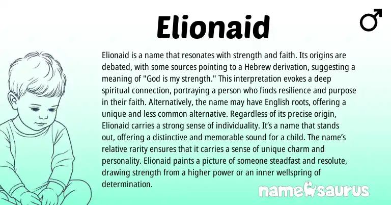 Infographic about Elionaid name meaning, Elionaid is a name from Hebrew origin(s).