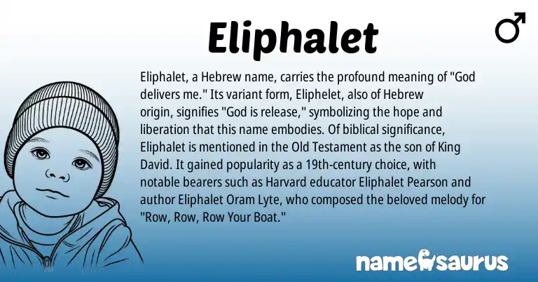 Infographic about Eliphalet name meaning, Eliphalet is a name from Hebrew origin(s).