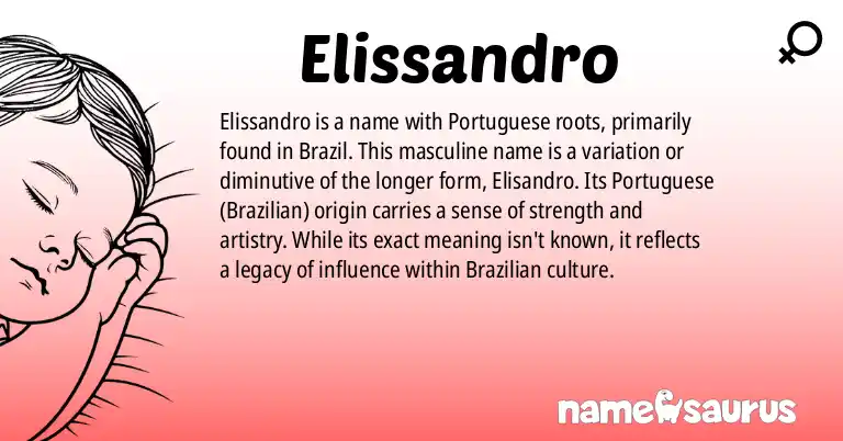 Infographic about Elissandro name meaning, Elissandro is a name from Portuguese (Brazilian) origin(s).