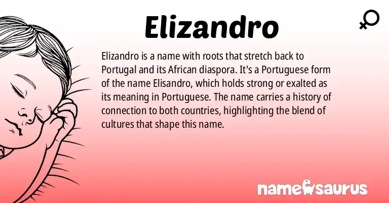 Infographic about Elizandro name meaning, Elizandro is a name from Portuguese (Brazilian), Portuguese (African) origin(s).