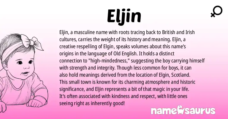 Infographic about Eljin name meaning, Eljin is a name from British, Irish origin(s).