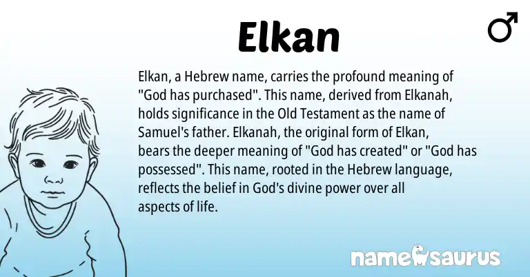 Infographic about Elkan name meaning, Elkan is a name from Hebrew origin(s).