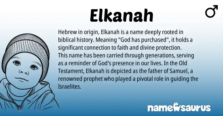 Infographic about Elkanah name meaning, Elkanah is a name from Hebrew origin(s).