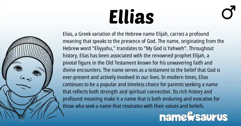 Infographic about Ellias name meaning, Ellias is a name from Hebrew, Greek origin(s).