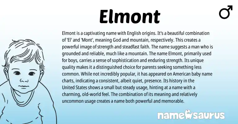 Infographic about Elmont name meaning, Elmont is a name from English origin(s).