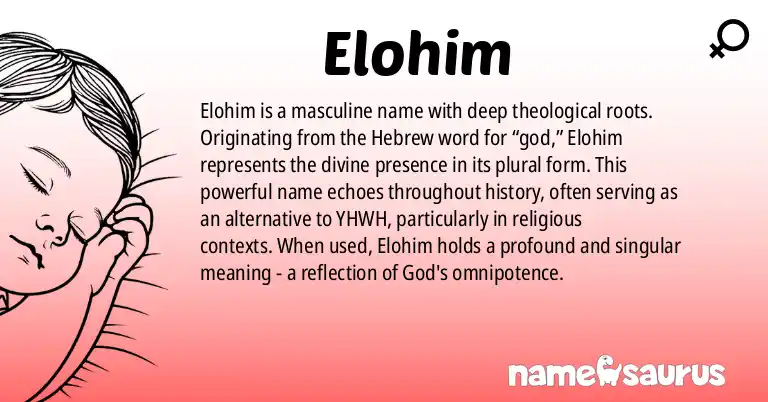 Infographic about Elohim name meaning, Elohim is a name from Theology origin(s).