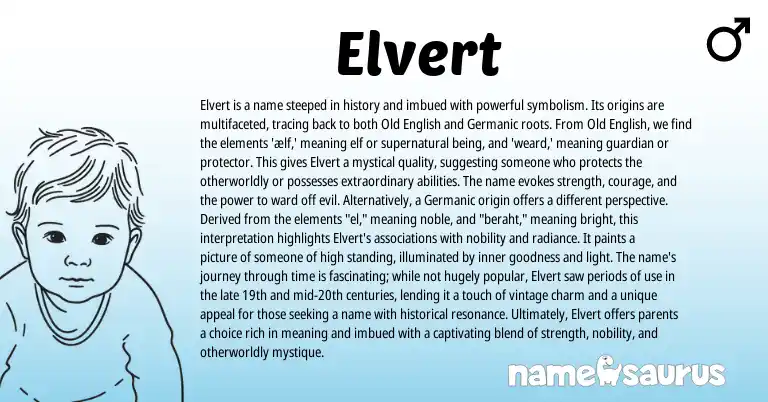 Infographic about Elvert name meaning, Elvert is a name from English origin(s).