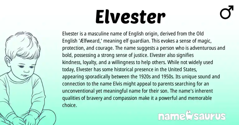 Infographic about Elvester name meaning, Elvester is a name from English origin(s).