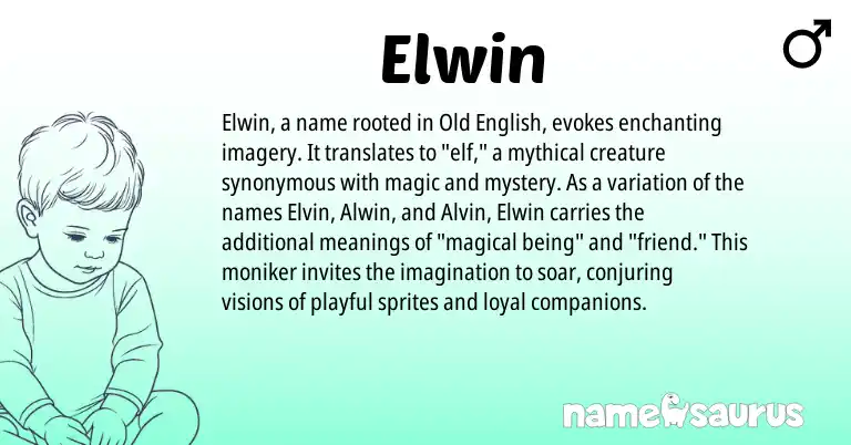 Infographic about Elwin name meaning, Elwin is a name from Old English origin(s).