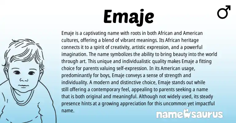 Infographic about Emaje name meaning, Emaje is a name from African origin(s).