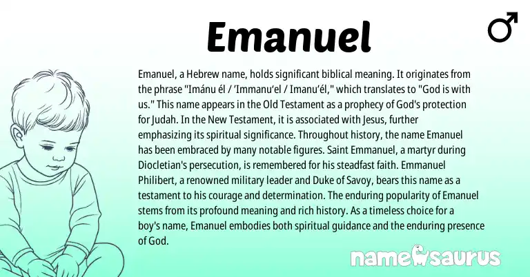 Infographic about Emanuel name meaning, Emanuel is a name from Hebrew origin(s).