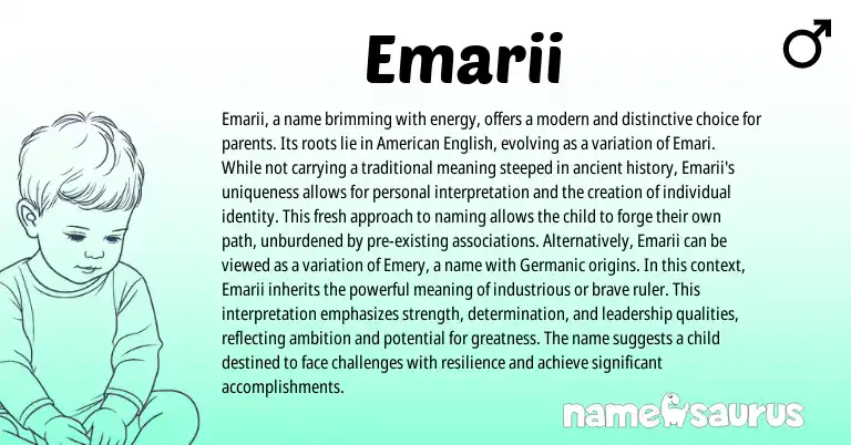 Infographic about Emarii name meaning, Emarii is a name from Germanic origin(s).