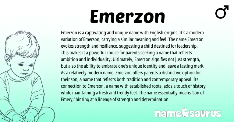 Infographic about Emerzon name meaning, Emerzon is a name from English origin(s).