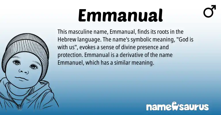 Infographic about Emmanual name meaning, Emmanual is a name from Hebrew origin(s).