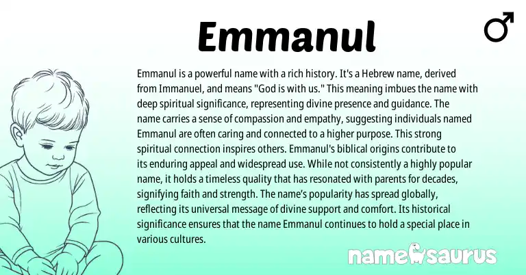 Infographic about Emmanul name meaning, Emmanul is a name from Hebrew origin(s).