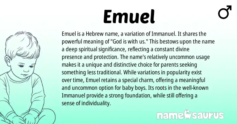 Infographic about Emuel name meaning, Emuel is a name from Hebrew origin(s).