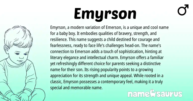 Infographic about Emyrson name meaning, Emyrson is a name from English origin(s).