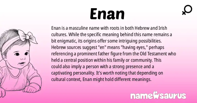 Infographic about Enan name meaning, Enan is a name from Hebrew, Irish origin(s).
