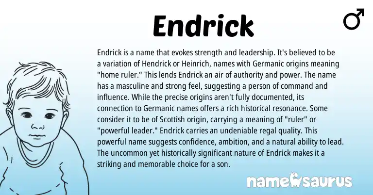 Infographic about Endrick name meaning, Endrick is a name from Scottish origin(s).