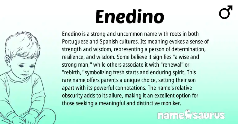 Infographic about Enedino name meaning, Enedino is a name from Portuguese, Spanish origin(s).