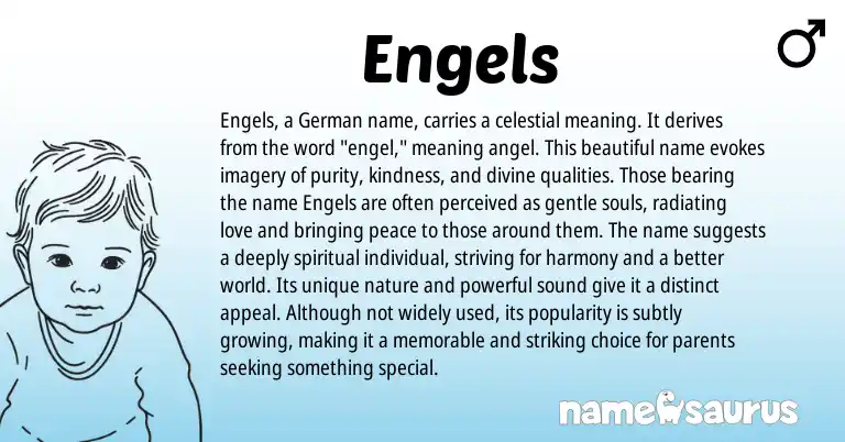 Infographic about Engels name meaning, Engels is a name from Germanic, Dutch origin(s).