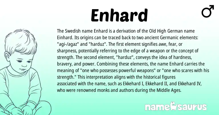 Infographic about Enhard name meaning, Enhard is a name from Old High German, Swedish, Germanic origin(s).