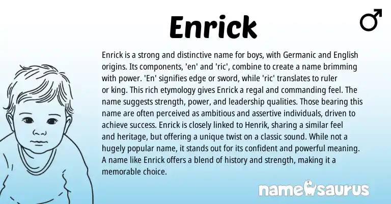 Infographic about Enrick name meaning, Enrick is a name from Germanic origin(s).