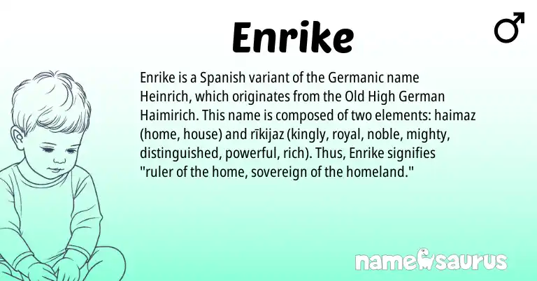 Infographic about Enrike name meaning, Enrike is a name from Old High German, Spanish, Germanic origin(s).